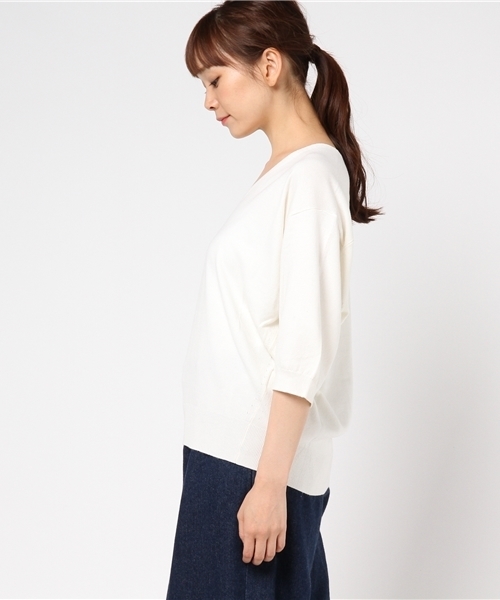 laboratory work（ラボラトリーワーク）の「抜け感ゆるVニット（ニット/セーター・レディース・杢グレー/オフホワイト/ブラック/レッド/グリーン・MEDIUM）」の7枚目の写真