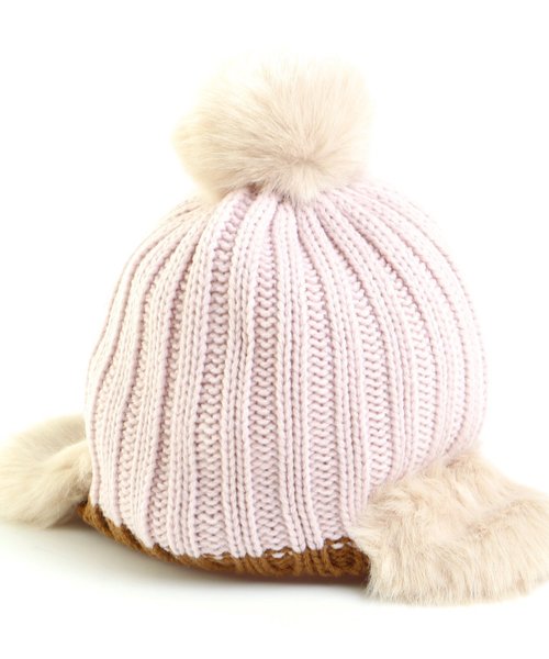 apres les cours（アプレレクール）の「イヤーマフニット帽（ニットキャップ/ビーニー・キッズ・ブラック/ブラウン/ネイビー/ピンク・50/54/58）」の4枚目の写真