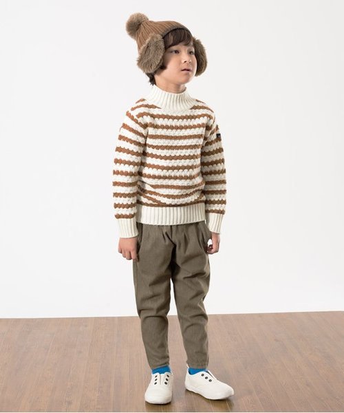 apres les cours（アプレレクール）の「イヤーマフニット帽（ニットキャップ/ビーニー・キッズ・ブラック/ブラウン/ネイビー/ピンク・50/54/58）」の7枚目の写真