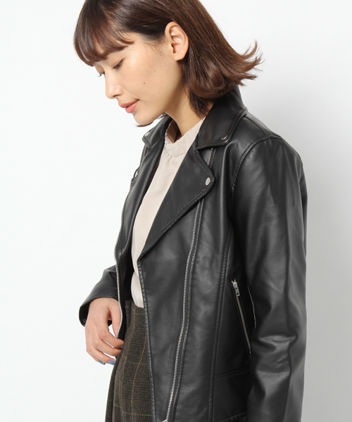 laboratory work（ラボラトリーワーク）の「合皮ライダースブルゾン（ライダースジャケット・レディース・ブラック・SMALL/MEDIUM）」の3枚目の写真