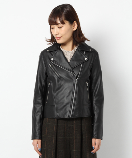 laboratory work（ラボラトリーワーク）の「合皮ライダースブルゾン（ライダースジャケット・レディース・ブラック・SMALL/MEDIUM）」の4枚目の写真