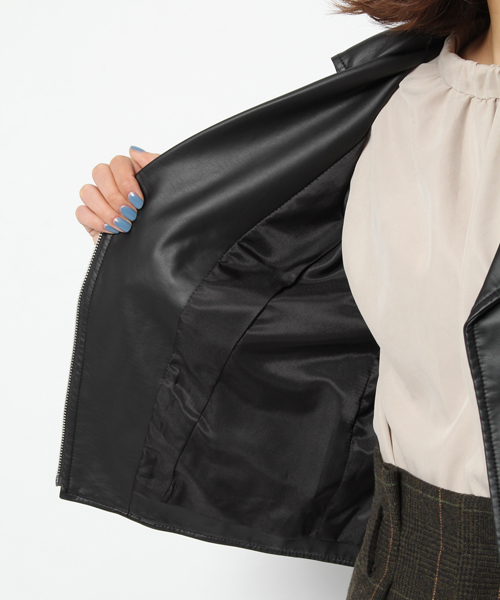 laboratory work（ラボラトリーワーク）の「合皮ライダースブルゾン（ライダースジャケット・レディース・ブラック・SMALL/MEDIUM）」の14枚目の写真