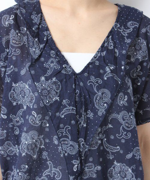 GLOBAL WORK(グローバルワーク)の「【GLOBAL WORK】フロントフリルチュニック(シャツ/ブラウス・レディース・ネイビー/ホワイト/ブルー・LARGE/MEDIUM)」の6枚目の写真