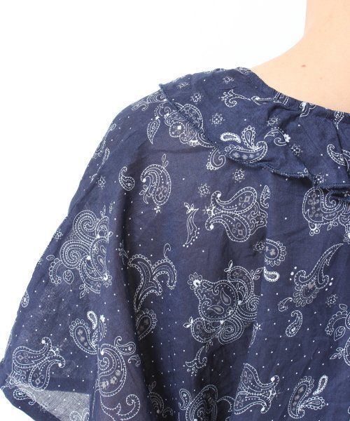 GLOBAL WORK(グローバルワーク)の「【GLOBAL WORK】フロントフリルチュニック(シャツ/ブラウス・レディース・ネイビー/ホワイト/ブルー・LARGE/MEDIUM)」の10枚目の写真
