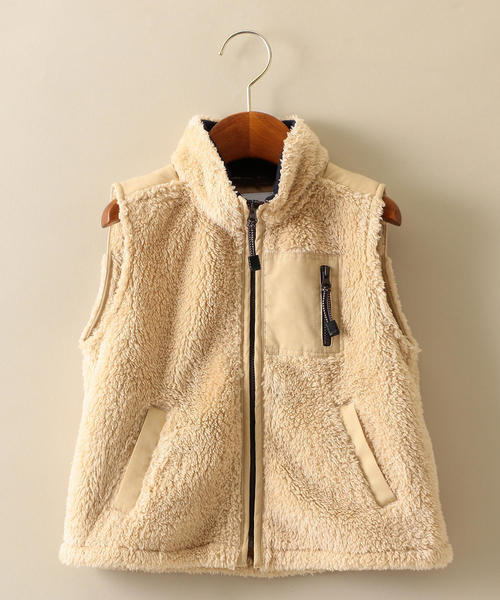 green label relaxing(グリーンレーベルリラクシング)の「【キッズ】リョウメン ボア ジップ ベスト(ベスト・キッズ・パープル/ベージュ/ネイビー・105/115/95/125/135)」の18枚目の写真