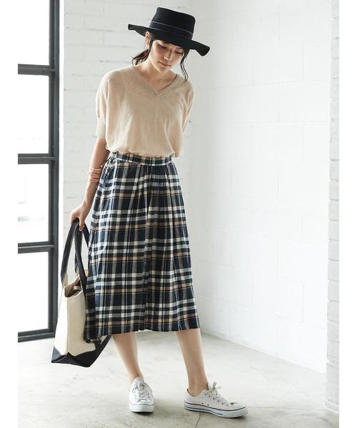 AMERICAN HOLIC(アメリカンホリック)の「・イレヘムタックフレアスカート○(スカート・レディース・ピンク/ブラック系その他3/マスタード/ネイビー/ブルー系その他5/グリーン・FREE)」の15枚目の写真