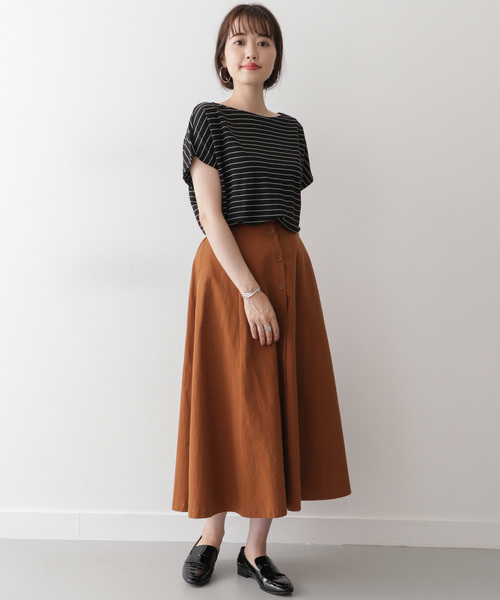 ITEMS URBANRESEARCH（アイテムズ アーバンリサーチ）の「マエボタンフレアスカート（スカート・レディース・ブラック/ベージュ/ブラウン・FREE）」の7枚目の写真