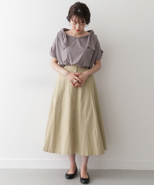 ITEMS URBANRESEARCH（アイテムズ アーバンリサーチ）の「マエボタンフレアスカート（スカート・レディース・ブラック/ベージュ/ブラウン・FREE）」の9枚目の写真