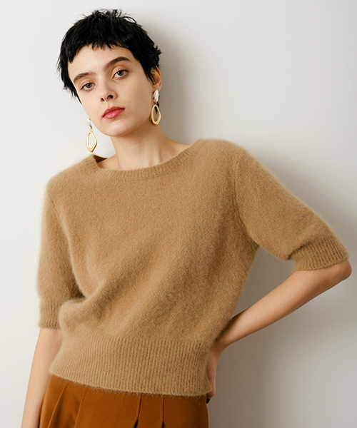 Banner Barrett（バナーバレット）の「RACOON SHORT SLEEVE PULLOVER/ラクーン5分袖ニット（ニット/セーター・レディース・レッド/オフホワイト/ブルー/グリーン/キャメル・38）」の5枚目の写真