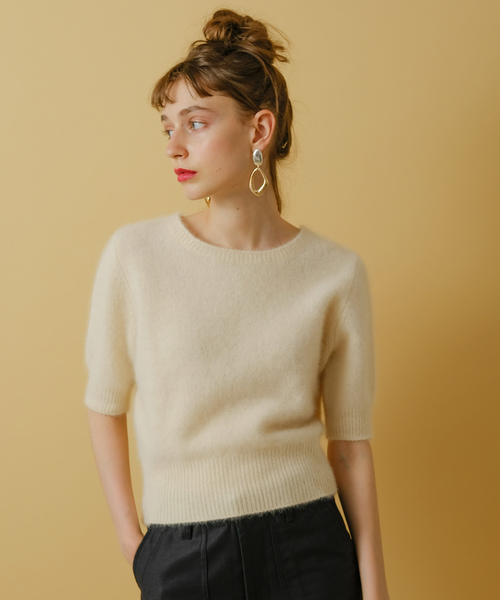 RACOON SHORT SLEEVE PULLOVER/ラクーン5分袖ニット