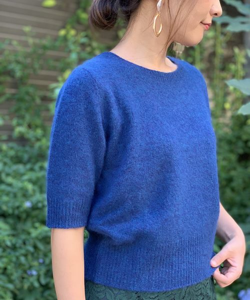 Banner Barrett（バナーバレット）の「RACOON SHORT SLEEVE PULLOVER/ラクーン5分袖ニット（ニット/セーター・レディース・レッド/オフホワイト/ブルー/グリーン/キャメル・38）」の4枚目の写真