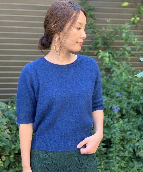 Banner Barrett（バナーバレット）の「RACOON SHORT SLEEVE PULLOVER/ラクーン5分袖ニット（ニット/セーター・レディース・レッド/オフホワイト/ブルー/グリーン/キャメル・38）」の17枚目の写真