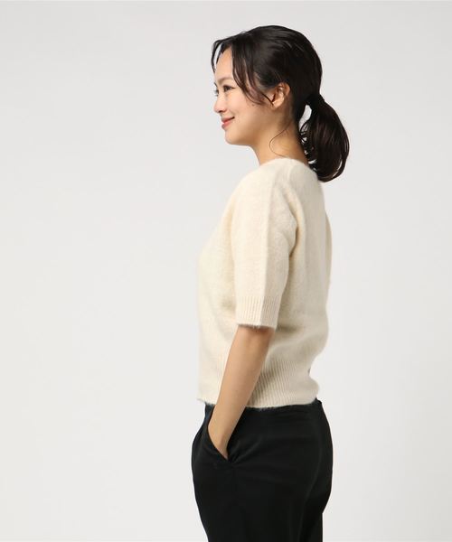 Banner Barrett（バナーバレット）の「RACOON SHORT SLEEVE PULLOVER/ラクーン5分袖ニット（ニット/セーター・レディース・レッド/オフホワイト/ブルー/グリーン/キャメル・38）」の6枚目の写真