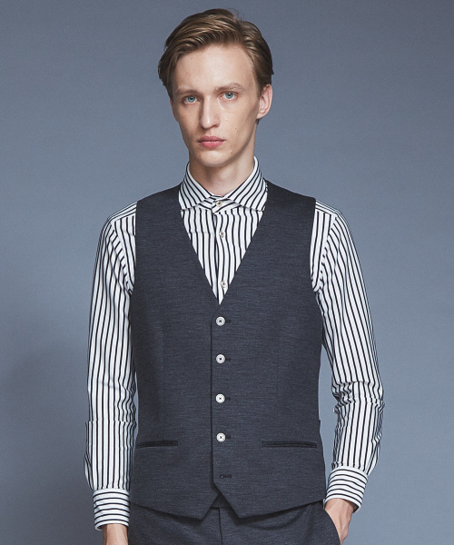 ABAHOUSE（アバハウス）の「【Recency of Mine/セットアップ対応】ウールモクロディジレ（ベスト・メンズ・チャコールグレー/ネイビー・46/48/50）」の2枚目の写真