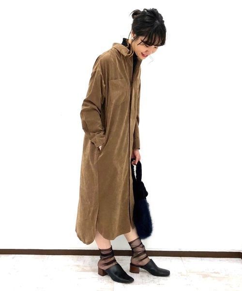 Editt by YECCA VECCA(エディットバイイェッカヴェッカ)の「P.オーバーシャツワンピース(ワンピース・レディース・ブラウン/カーキ/イエロー・FREE)」の1枚目の写真