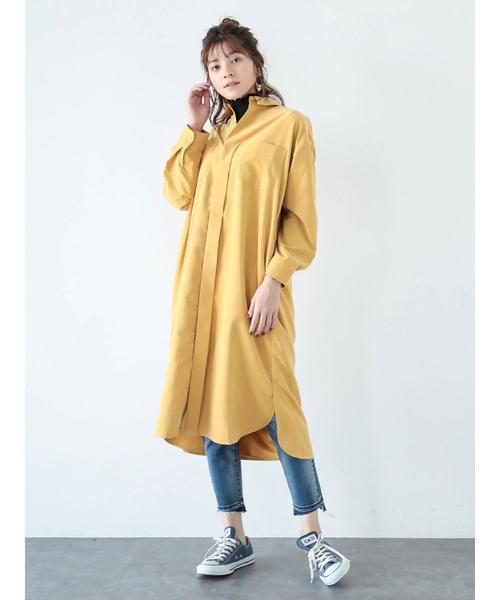 Editt by YECCA VECCA(エディットバイイェッカヴェッカ)の「P.オーバーシャツワンピース(ワンピース・レディース・ブラウン/カーキ/イエロー・FREE)」の7枚目の写真