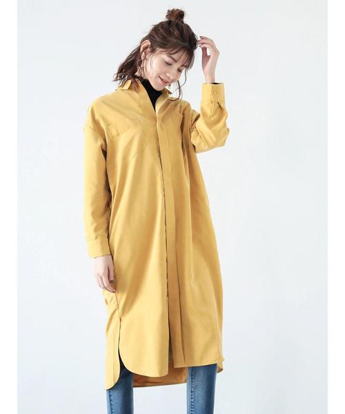 Editt by YECCA VECCA(エディットバイイェッカヴェッカ)の「P.オーバーシャツワンピース(ワンピース・レディース・ブラウン/カーキ/イエロー・FREE)」の8枚目の写真