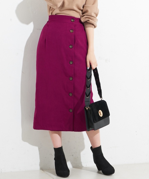 natural couture(ナチュラルクチュール)の「多釦ロングゆるタイト(スカート・レディース・ブラック/グレー系その他/ブラウン/ネイビー/ピンク・FREE)」の1枚目の写真