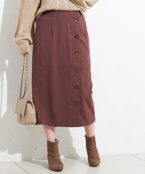 natural couture(ナチュラルクチュール)の「多釦ロングゆるタイト(スカート・レディース・ブラック/グレー系その他/ブラウン/ネイビー/ピンク・FREE)」の9枚目の写真