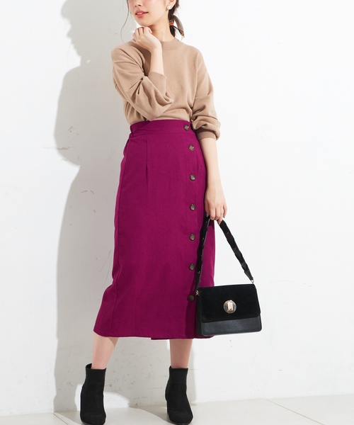 natural couture(ナチュラルクチュール)の「多釦ロングゆるタイト(スカート・レディース・ブラック/グレー系その他/ブラウン/ネイビー/ピンク・FREE)」の7枚目の写真