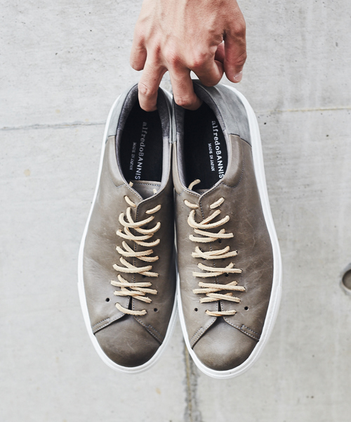 alfredoBANNISTER（アルフレッドバニスター）の「シューホールレザースニーカー（スニーカー・メンズ・ホワイト/ブラック/グレー・40/41/42/43）」の3枚目の写真