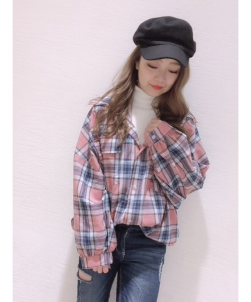 one way（ワンウェイ）の「ボリュームスリーブBIGシャツ（シャツ/ブラウス・レディース・ベージュ/レッド/ライトブラウン/ピンク系その他/ダークブルー・M）」の5枚目の写真