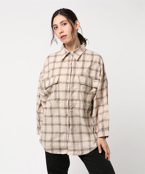 one way（ワンウェイ）の「ボリュームスリーブBIGシャツ（シャツ/ブラウス・レディース・ベージュ/レッド/ライトブラウン/ピンク系その他/ダークブルー・M）」の8枚目の写真