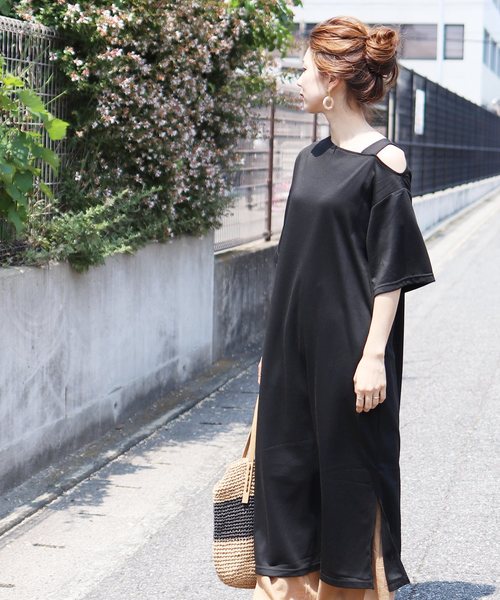 reca（レカ）の「スリット入り ワンショルダーワンピース（ワンピース・レディース・グレイッシュベージュ/ブラック/グレー/ブラック系その他/ベージュ系その他・M/FREE）」の12枚目の写真