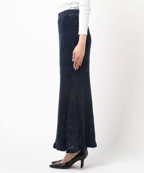 ROGER AND RAW（ロジャーアンドロウ）の「Roger&Raw/透かし切替ロングSK（スカート・レディース・ブラック/ベージュ/ネイビー/コーラル・M）」の5枚目の写真