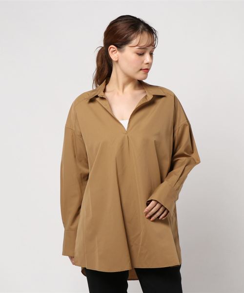 journal standard L'essage(ジャーナルスタンダードレサージュ)の「タイプライタースキッパーシャツ(シャツ/ブラウス・レディース・ブラック/ブルー/キャメル・FREE)」の9枚目の写真