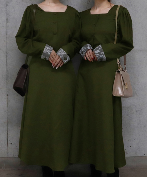 PairPair（ペアペア）の「洋館メイド風ワンピース（ワンピース・レディース・ブラック/カーキ・FREE）」の2枚目の写真