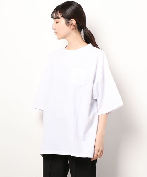Bling Leads（ブリングリーズ）の「/梨地　ビッグシルエット半袖Tシャツ/（Tシャツ/カットソー・レディース・チャコールグレー/ネイビー/ブラウン/ブラック/ベージュ/ブルー/グレイッシュベージュ/チャコール/ホワイト/ライトグレー/ミント・MEDIUM/LARGE）」の19枚目の写真
