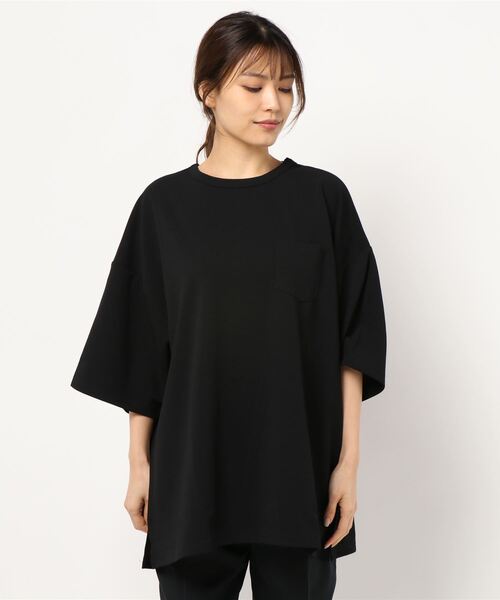 Bling Leads（ブリングリーズ）の「/梨地　ビッグシルエット半袖Tシャツ/（Tシャツ/カットソー・レディース・チャコールグレー/ネイビー/ブラウン/ブラック/ベージュ/ブルー/グレイッシュベージュ/チャコール/ホワイト/ライトグレー/ミント・MEDIUM/LARGE）」の18枚目の写真