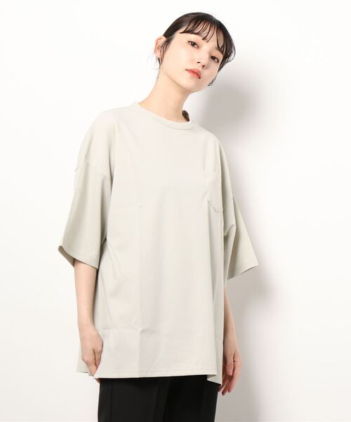 Bling Leads（ブリングリーズ）の「/梨地　ビッグシルエット半袖Tシャツ/（Tシャツ/カットソー・レディース・チャコールグレー/ネイビー/ブラウン/ブラック/ベージュ/ブルー/グレイッシュベージュ/チャコール/ホワイト/ライトグレー/ミント・MEDIUM/LARGE）」の16枚目の写真