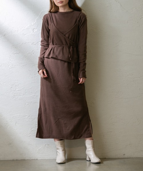 ワンピースzozo限定カシュクールレイヤードワンピース ビスチェ ロングワンピース ワンピース Discoat ディスコート のファッション