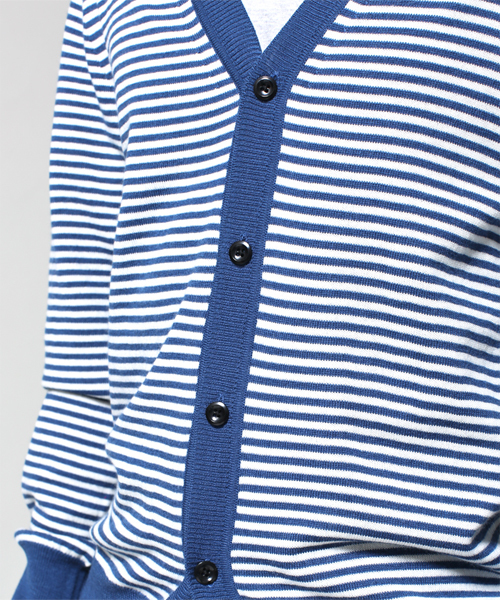 NANO universe（ナノユニバース）の「EXファインメリノボーダーカーデ（カーディガン/ボレロ・メンズ・ブラック/ターコイズブルー/ネイビー・X-LARGE/SMALL/LARGE/MEDIUM）」の8枚目の写真