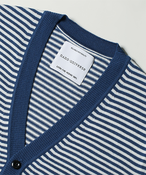 NANO universe（ナノユニバース）の「EXファインメリノボーダーカーデ（カーディガン/ボレロ・メンズ・ブラック/ターコイズブルー/ネイビー・X-LARGE/SMALL/LARGE/MEDIUM）」の5枚目の写真