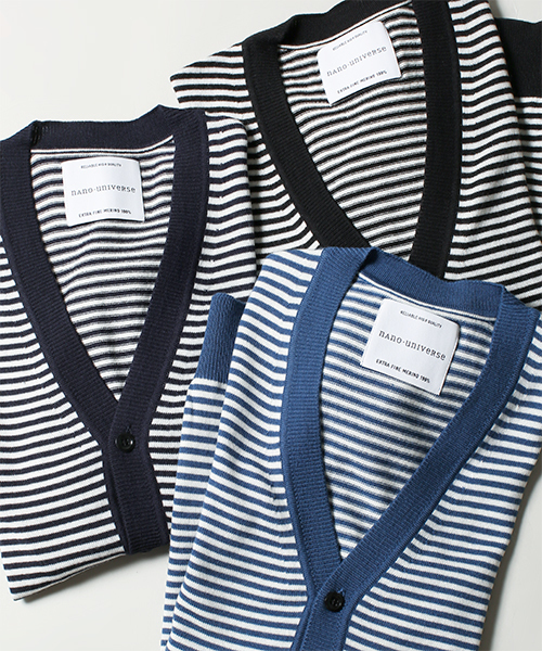 NANO universe（ナノユニバース）の「EXファインメリノボーダーカーデ（カーディガン/ボレロ・メンズ・ブラック/ターコイズブルー/ネイビー・X-LARGE/SMALL/LARGE/MEDIUM）」の12枚目の写真