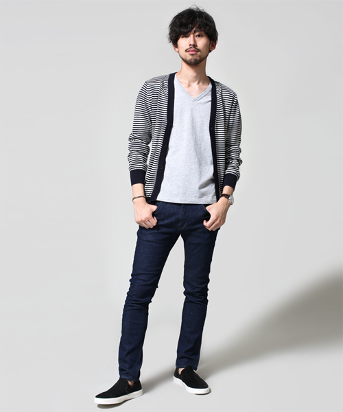 NANO universe（ナノユニバース）の「EXファインメリノボーダーカーデ（カーディガン/ボレロ・メンズ・ブラック/ターコイズブルー/ネイビー・X-LARGE/SMALL/LARGE/MEDIUM）」の11枚目の写真