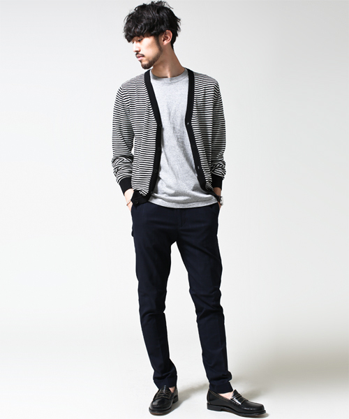 NANO universe（ナノユニバース）の「EXファインメリノボーダーカーデ（カーディガン/ボレロ・メンズ・ブラック/ターコイズブルー/ネイビー・X-LARGE/SMALL/LARGE/MEDIUM）」の21枚目の写真