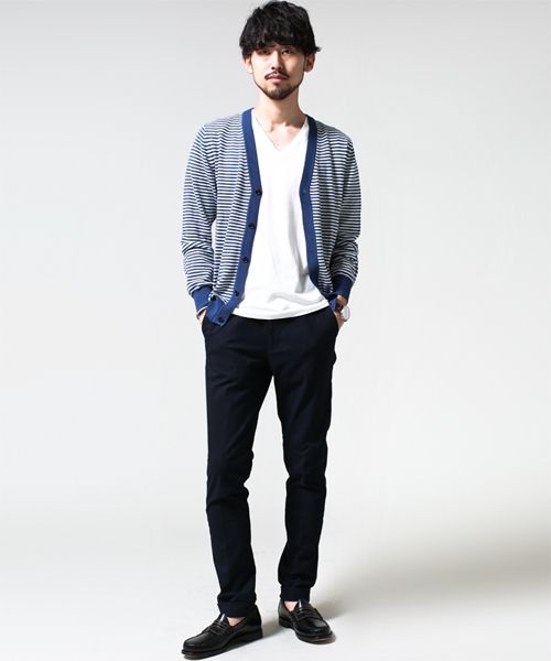 NANO universe（ナノユニバース）の「EXファインメリノボーダーカーデ（カーディガン/ボレロ・メンズ・ブラック/ターコイズブルー/ネイビー・X-LARGE/SMALL/LARGE/MEDIUM）」の20枚目の写真