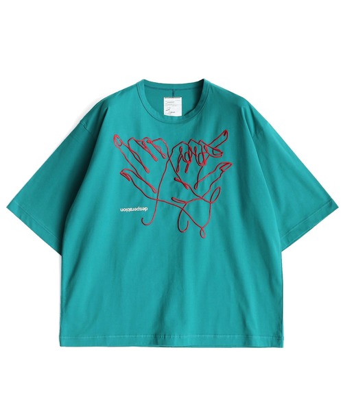 SHAREEF（シャリーフ）の「"HAND EMB." S/S BIG T（Tシャツ/カットソー・メンズ・ブラック/ターコイズブルー/ライトグレー・1/2/3）」の3枚目の写真