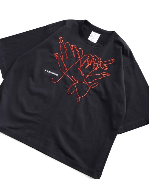 SHAREEF（シャリーフ）の「"HAND EMB." S/S BIG T（Tシャツ/カットソー・メンズ・ブラック/ターコイズブルー/ライトグレー・1/2/3）」の4枚目の写真