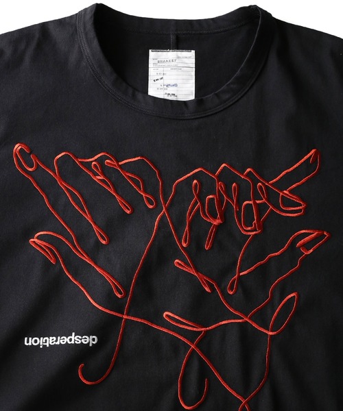 SHAREEF（シャリーフ）の「"HAND EMB." S/S BIG T（Tシャツ/カットソー・メンズ・ブラック/ターコイズブルー/ライトグレー・1/2/3）」の5枚目の写真