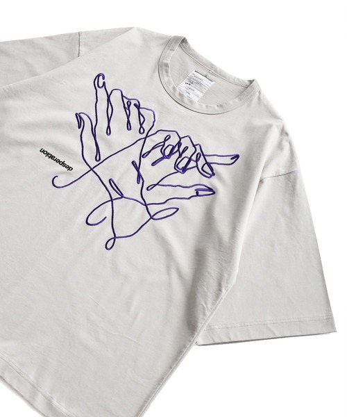 SHAREEF（シャリーフ）の「"HAND EMB." S/S BIG T（Tシャツ/カットソー・メンズ・ブラック/ターコイズブルー/ライトグレー・1/2/3）」の8枚目の写真