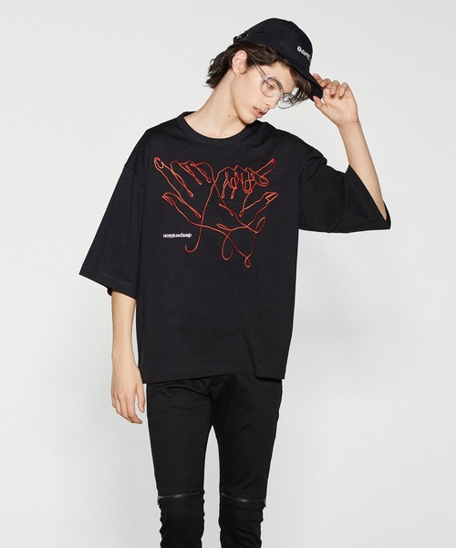 SHAREEF（シャリーフ）の「"HAND EMB." S/S BIG T（Tシャツ/カットソー・メンズ・ブラック/ターコイズブルー/ライトグレー・1/2/3）」の11枚目の写真