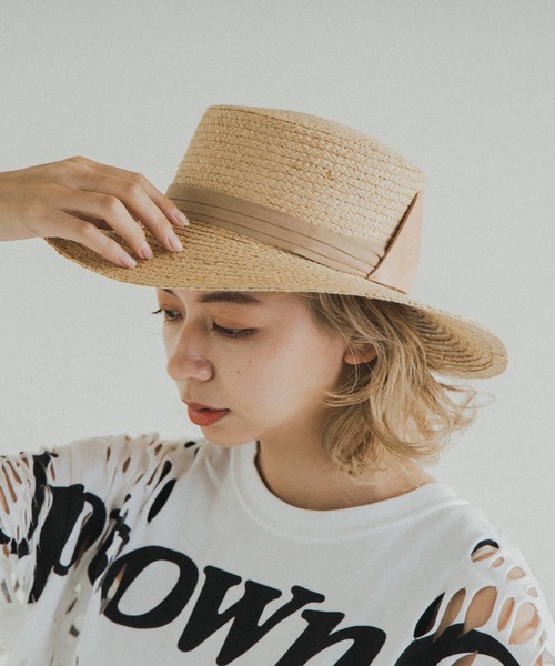 RNA（アールエヌエー）の「E4698 ワイドブリムラフィアHAT（ハット・レディース・ブラック/ナチュラル・FREE）」の2枚目の写真
