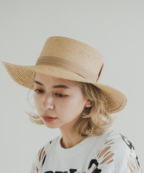 RNA（アールエヌエー）の「E4698 ワイドブリムラフィアHAT（ハット・レディース・ブラック/ナチュラル・FREE）」の5枚目の写真