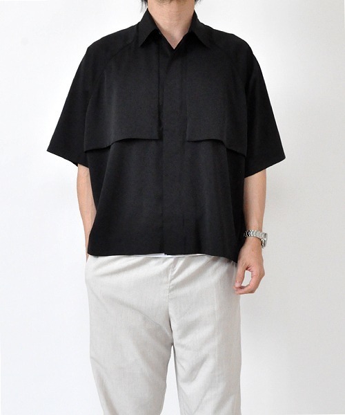 UP START（アップスタート）の「トレンチデザインビッグシャツ（シャツ/ブラウス・メンズ・ブラック/ベージュ/グリーン・MEDIUM/LARGE/X-LARGE）」の15枚目の写真