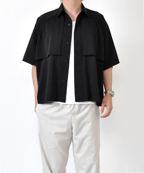 UP START（アップスタート）の「トレンチデザインビッグシャツ（シャツ/ブラウス・メンズ・ブラック/ベージュ/グリーン・MEDIUM/LARGE/X-LARGE）」の8枚目の写真